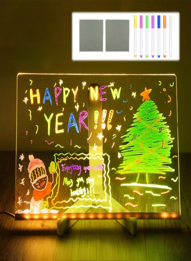 JBEIY LED Note Board with Colors,Led Light Up Acrylic Message Board,LED Illuminated Drawing Board Light Up Dry Erase Board with Stand for Office School Home (11.81 * 7.88'') - Image 1